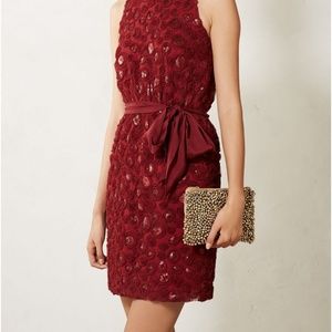 Anthropologie wine cutout dress